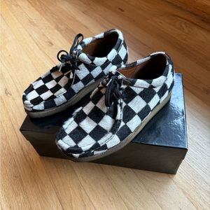 Padmore & Barnes Checkered Mule faux-fur